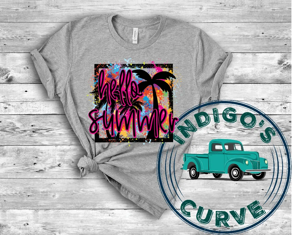 Hello Summer Tropical Neon Short Sleeve Tee