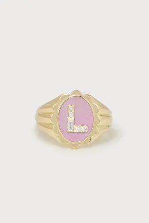 Heritage Scalloped Initial Ring <br> Lavender