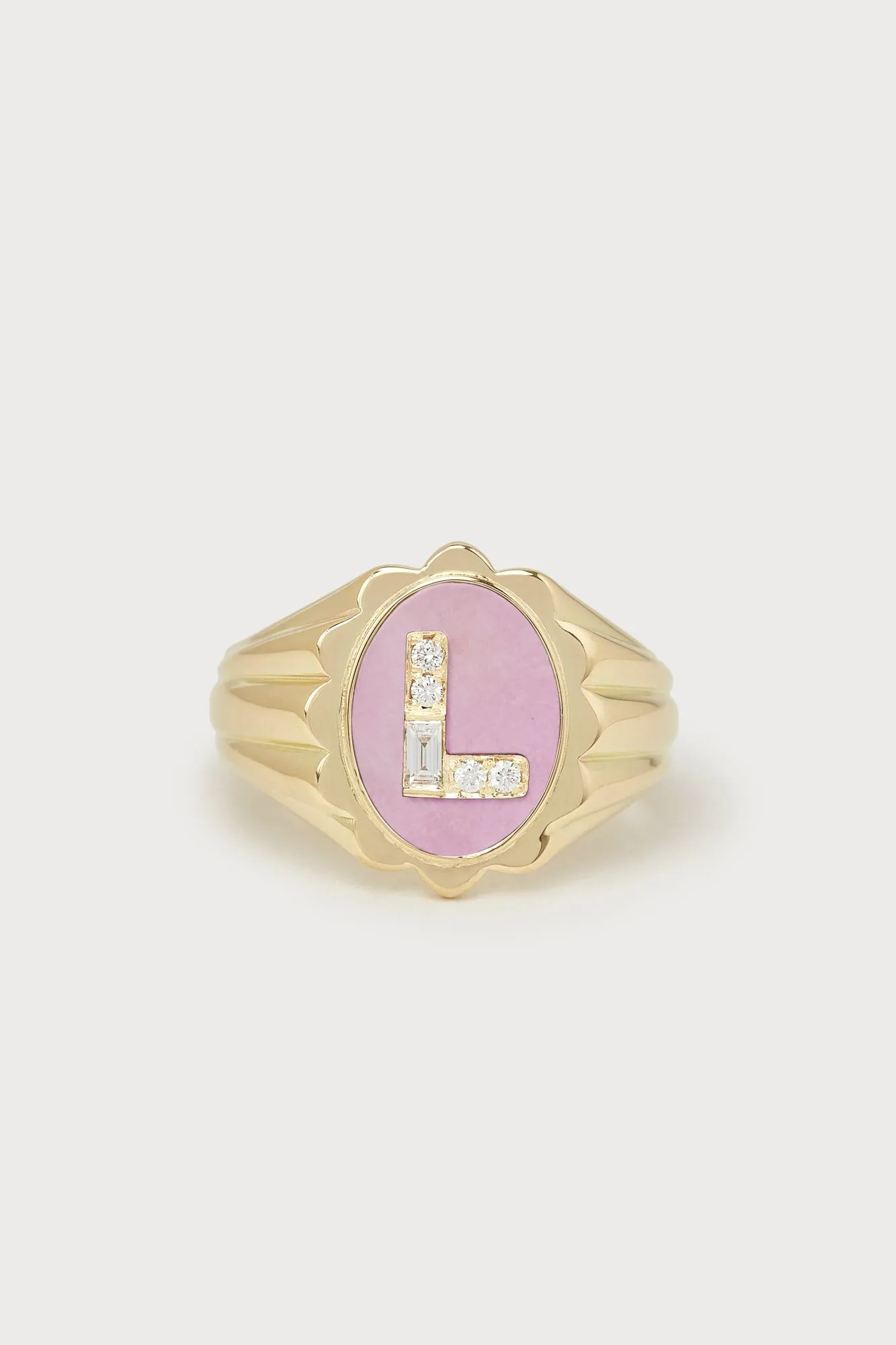 Heritage Scalloped Initial Ring <br> Lavender