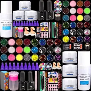 HOLYBO Acrylic Nail Kit, Nail Art Set Acrylic Powder Liquid Brush Glitter File French Tips Nail Art Decoration Tools Professional Manicure Set