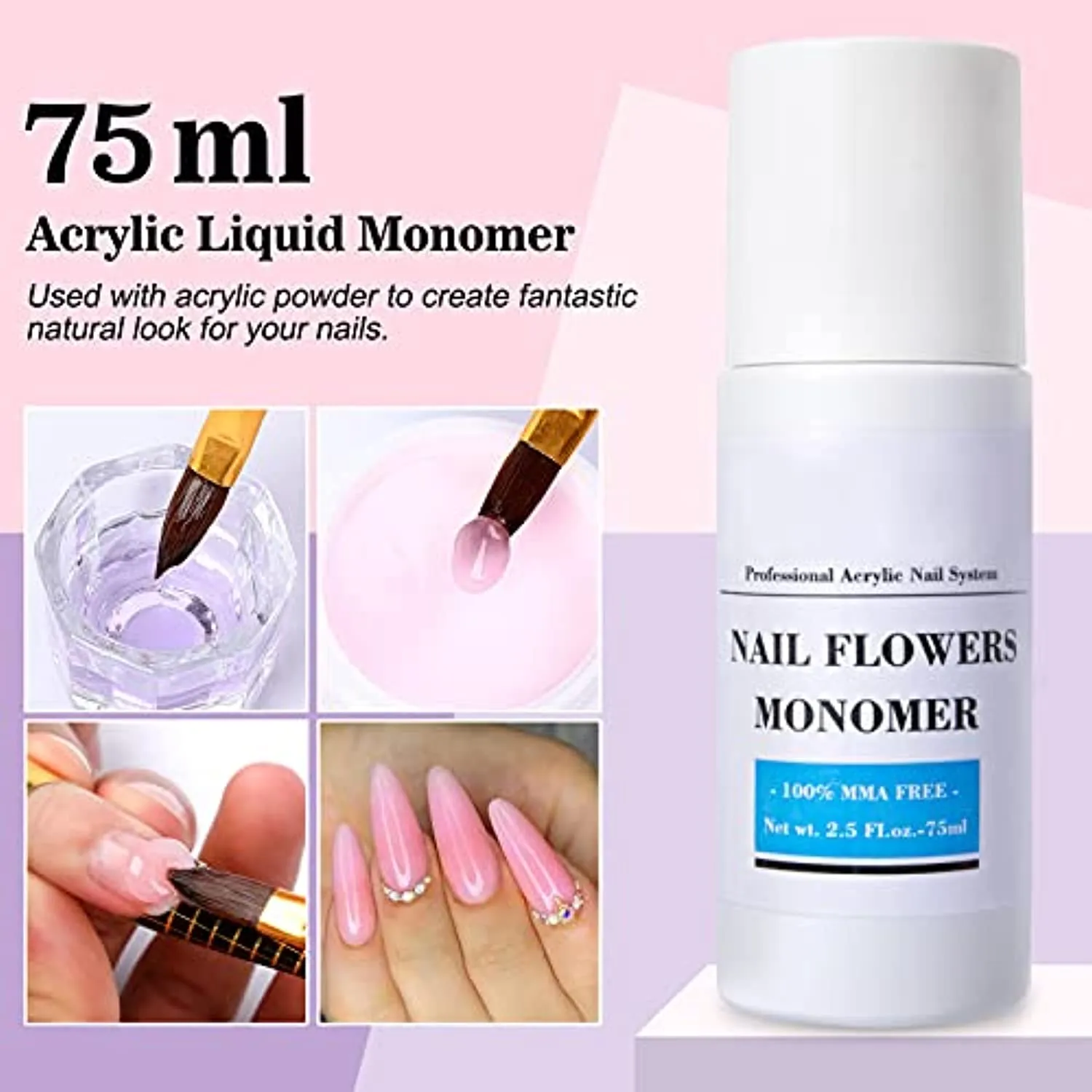 HOLYBO Acrylic Nail Kit, Nail Art Set Acrylic Powder Liquid Brush Glitter File French Tips Nail Art Decoration Tools Professional Manicure Set