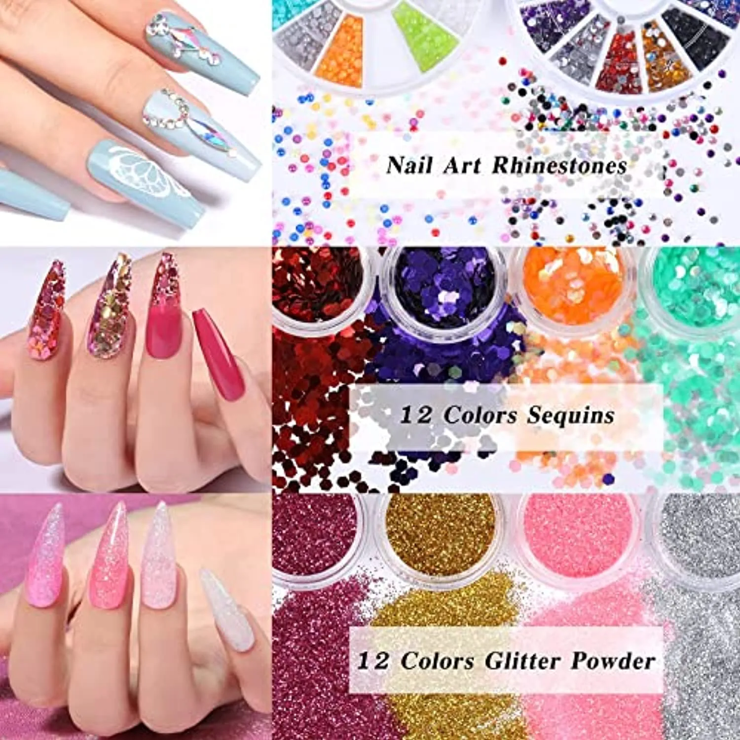 HOLYBO Acrylic Nail Kit, Nail Art Set Acrylic Powder Liquid Brush Glitter File French Tips Nail Art Decoration Tools Professional Manicure Set