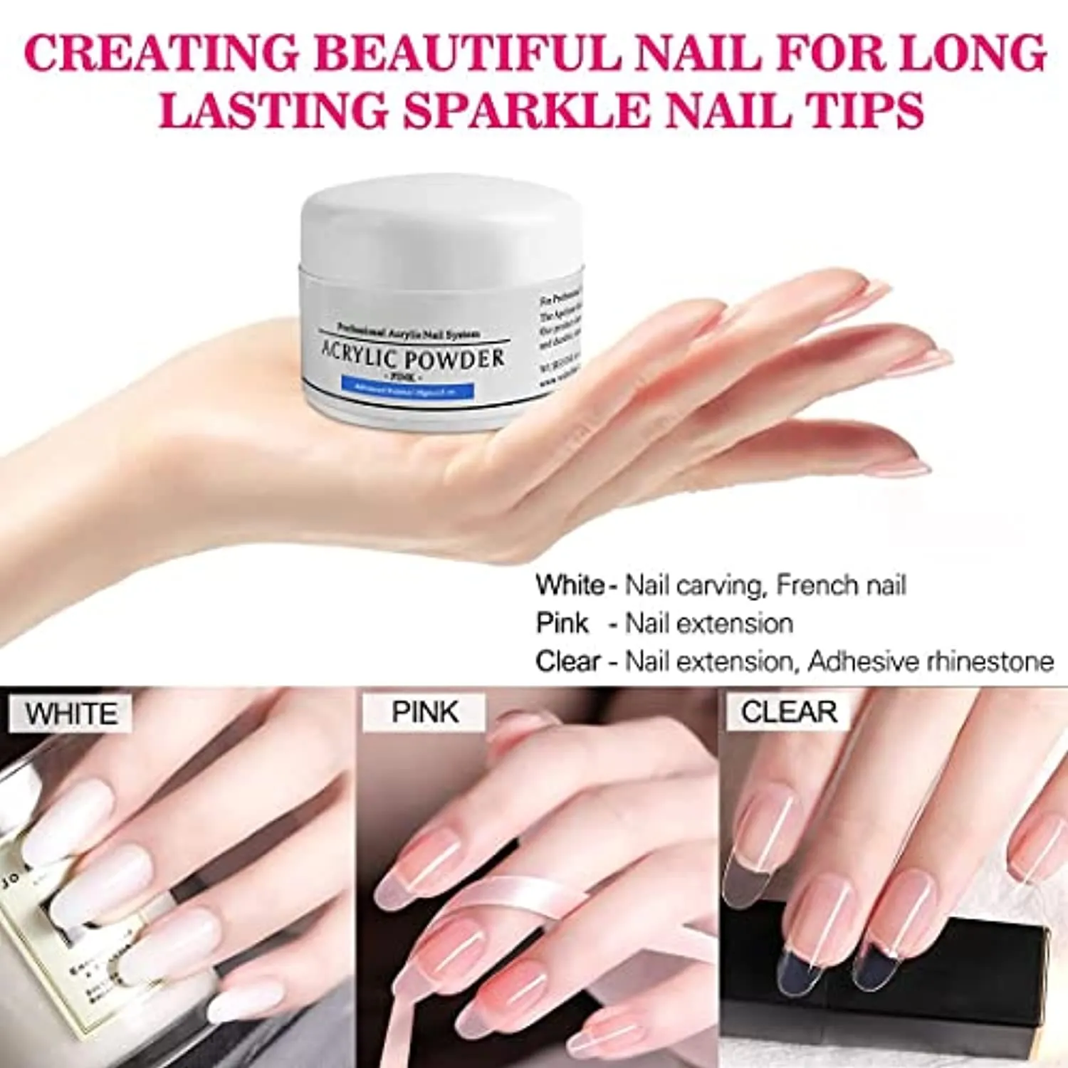 HOLYBO Acrylic Nail Kit, Nail Art Set Acrylic Powder Liquid Brush Glitter File French Tips Nail Art Decoration Tools Professional Manicure Set