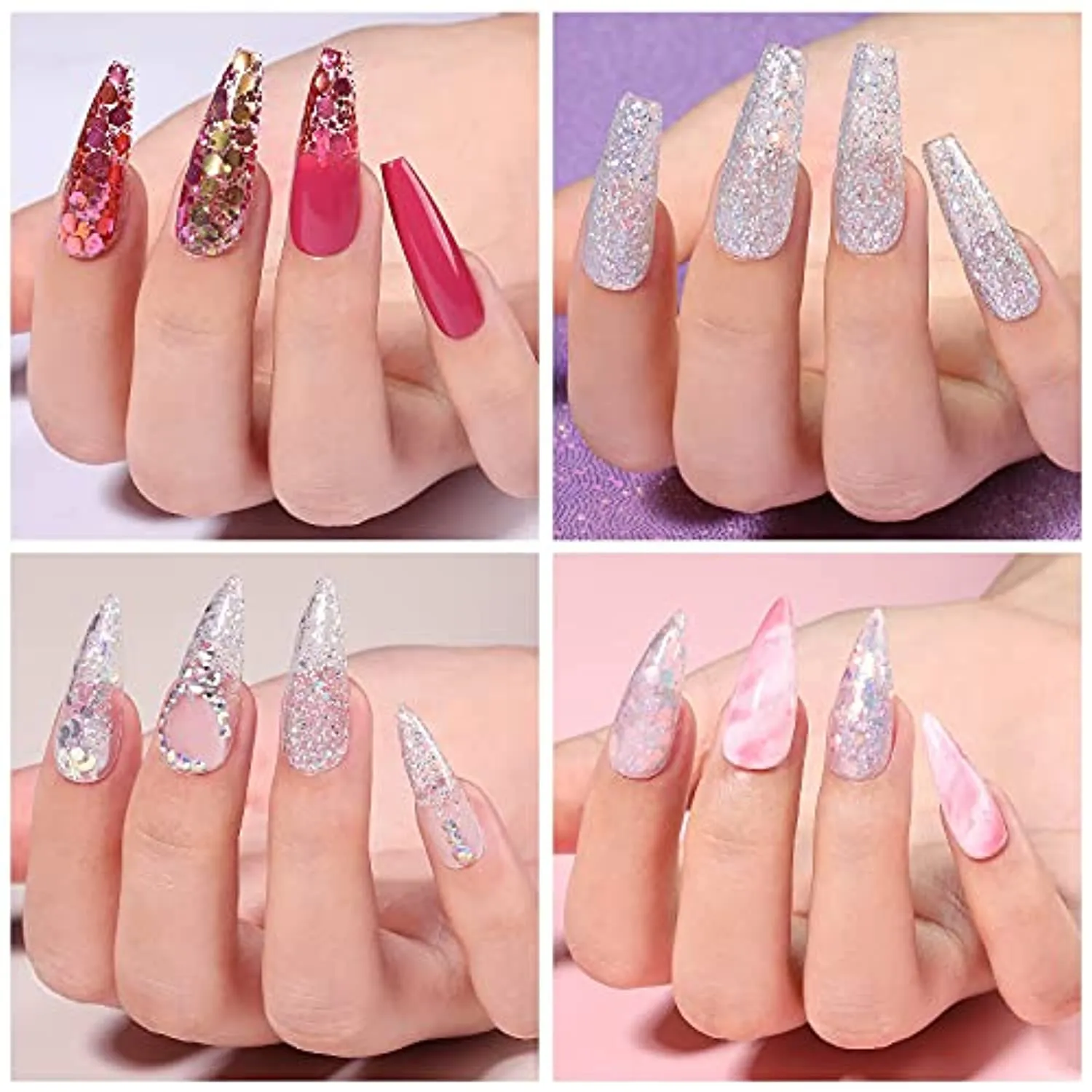 HOLYBO Acrylic Nail Kit, Nail Art Set Acrylic Powder Liquid Brush Glitter File French Tips Nail Art Decoration Tools Professional Manicure Set