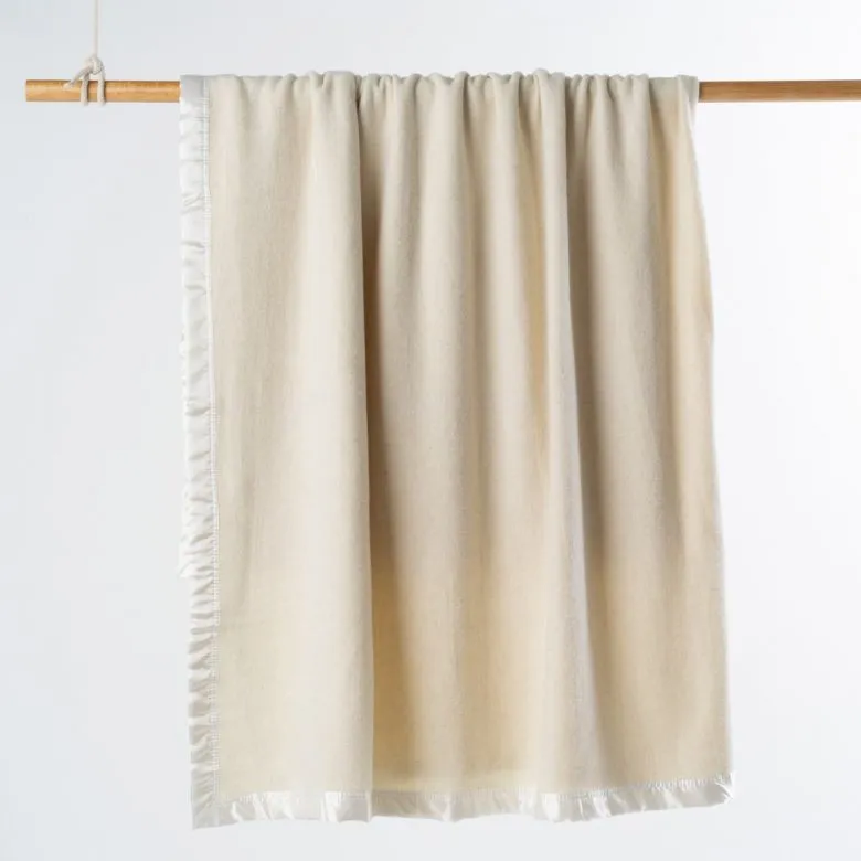 Jason Bedding AUSTRALIAN WOOL BLANKET W/SATIN TRIM EDGE 500gsm - Natural
