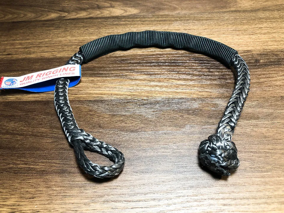 JM RIGGING 1/4" Black Soft Shackle Pure Dyneema SK78 w/ Black Protective Sleeve