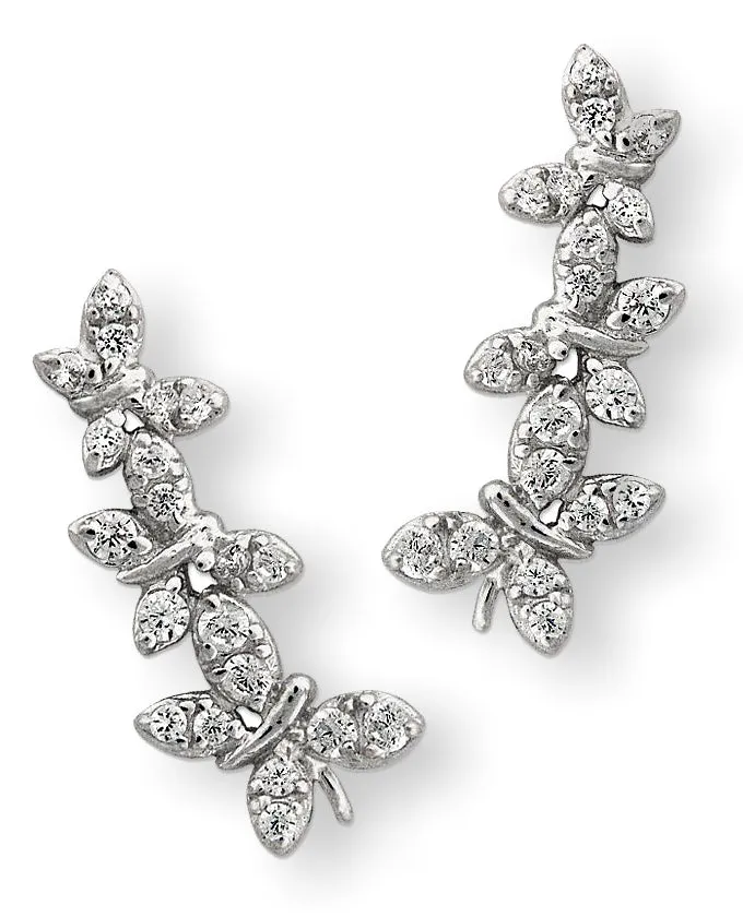 Jose Jay's Sparkling Butterflies Ear Climber Earrings