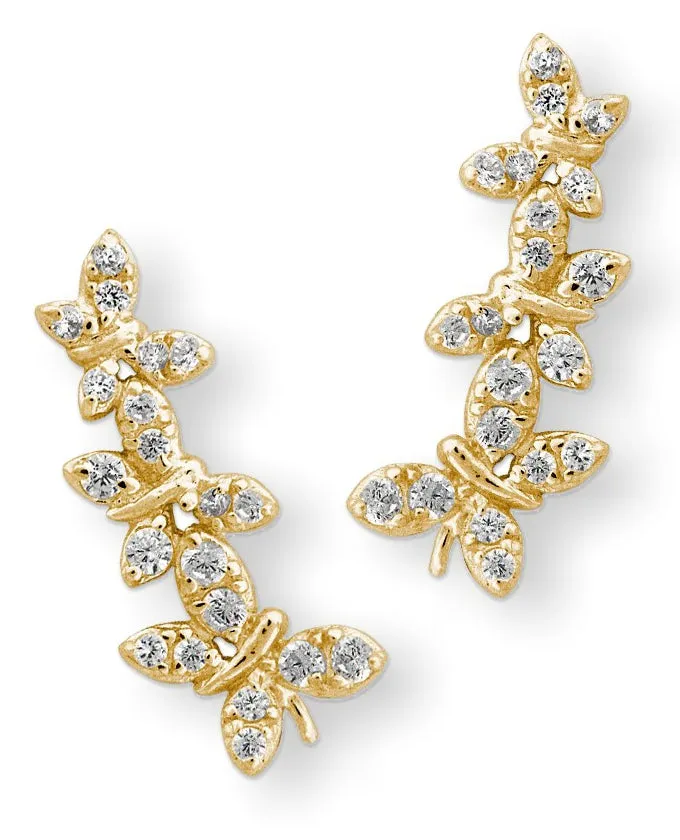 Jose Jay's Sparkling Butterflies Ear Climber Earrings