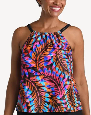 Jungle Palm High Neck Tankini Top