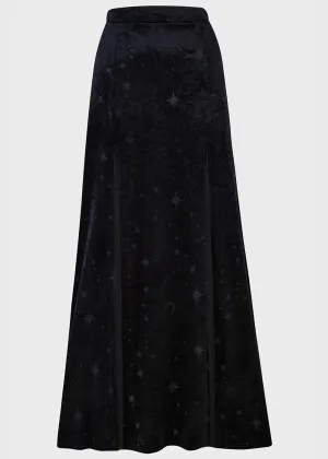 Killstar Coma Star Velvet Maxi Skirt Black