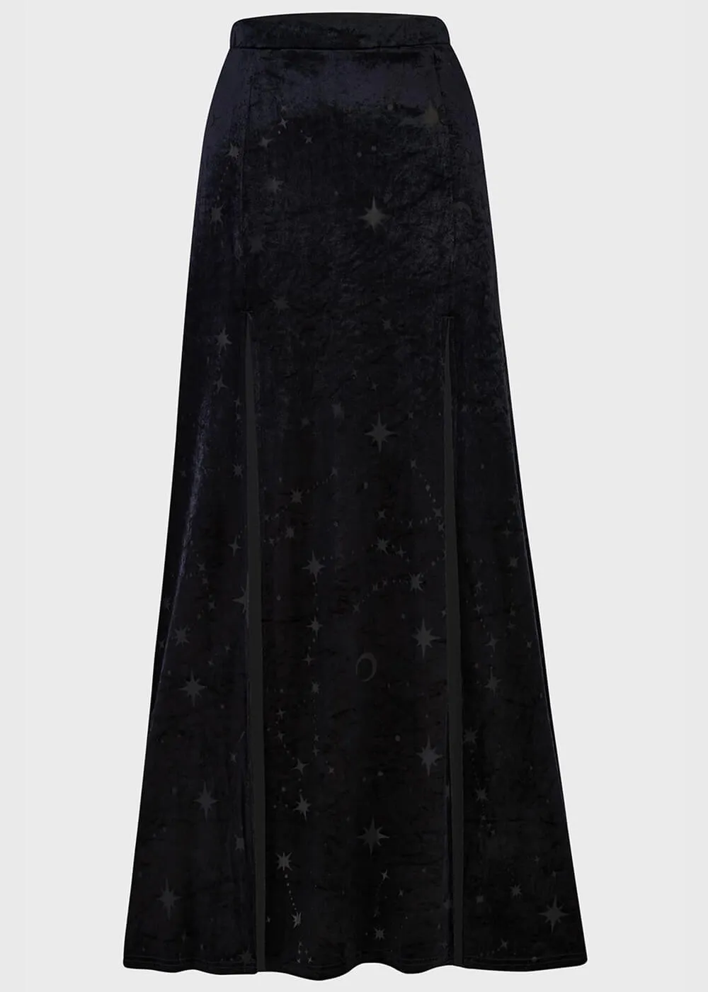 Killstar Coma Star Velvet Maxi Skirt Black
