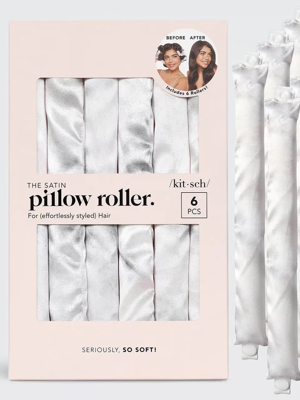 KITSCH Satin Heatless Pillow Rollers - 6 Piece Set