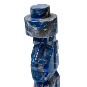 Lapis Lazuli Moai Head Size 5 | Artisan Carved Sculpture | Made in Chile