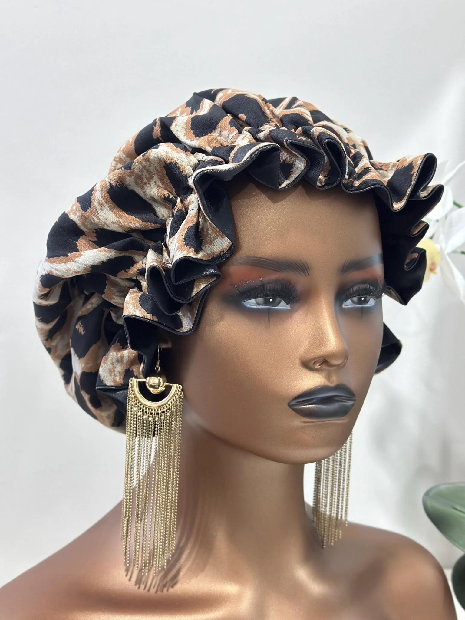 Leopard Satin Bonnet