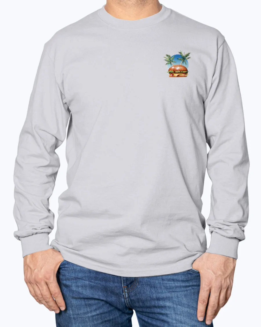 Long Sleeve Lower Latitudes Grill Chill Thrill Cheeseburger & Beer T-shirt