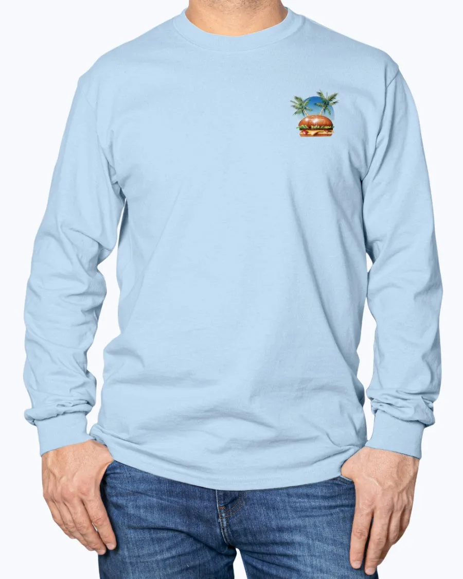 Long Sleeve Lower Latitudes Grill Chill Thrill Cheeseburger & Beer T-shirt