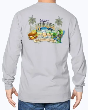Long Sleeve Lower Latitudes Grill Chill Thrill Cheeseburger & Beer T-shirt