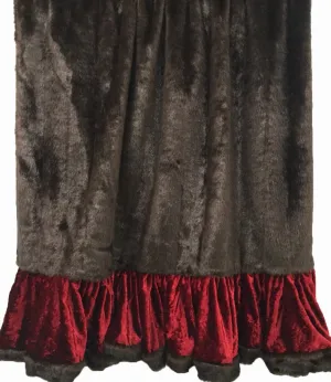 Luxury Brown faux mink and red velvet throw