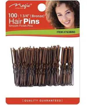 Magic Collection - 100 épingles pour cheveux à pointe boule #763BRO (Bronze) - 82 mm
