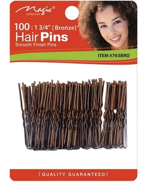 Magic Collection - 100 épingles pour cheveux à pointe boule #763BRO (Bronze) - 82 mm