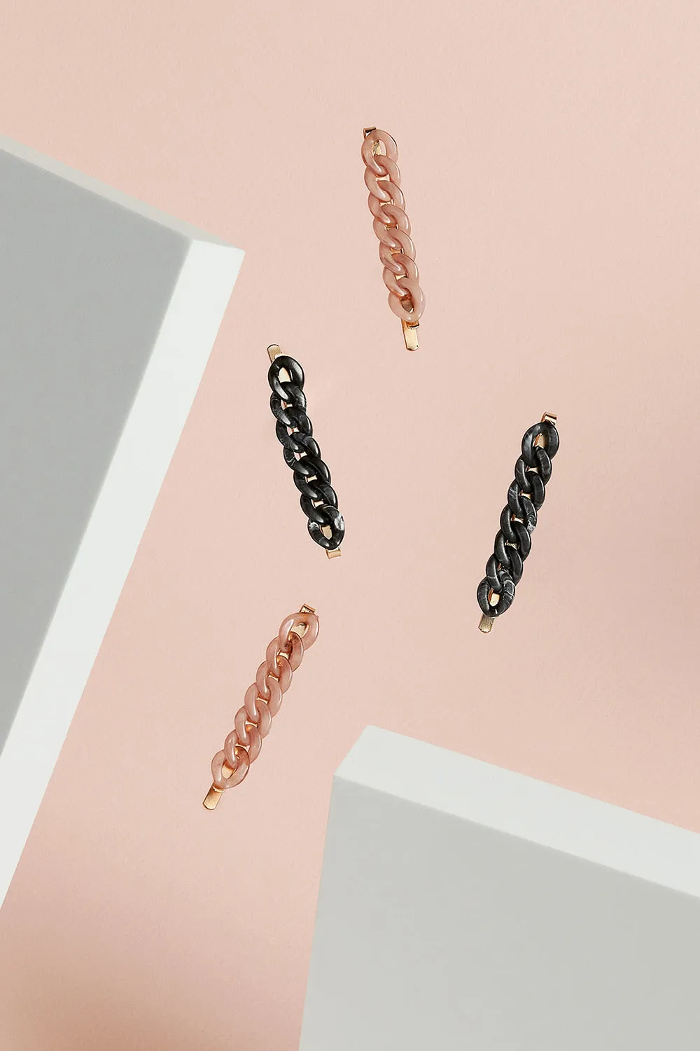 Marble Link Chain Bobby Pins Set