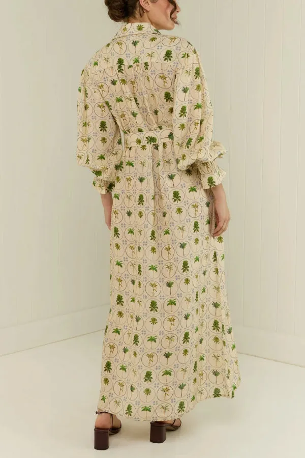 Marigold Dress in Tropical Palms