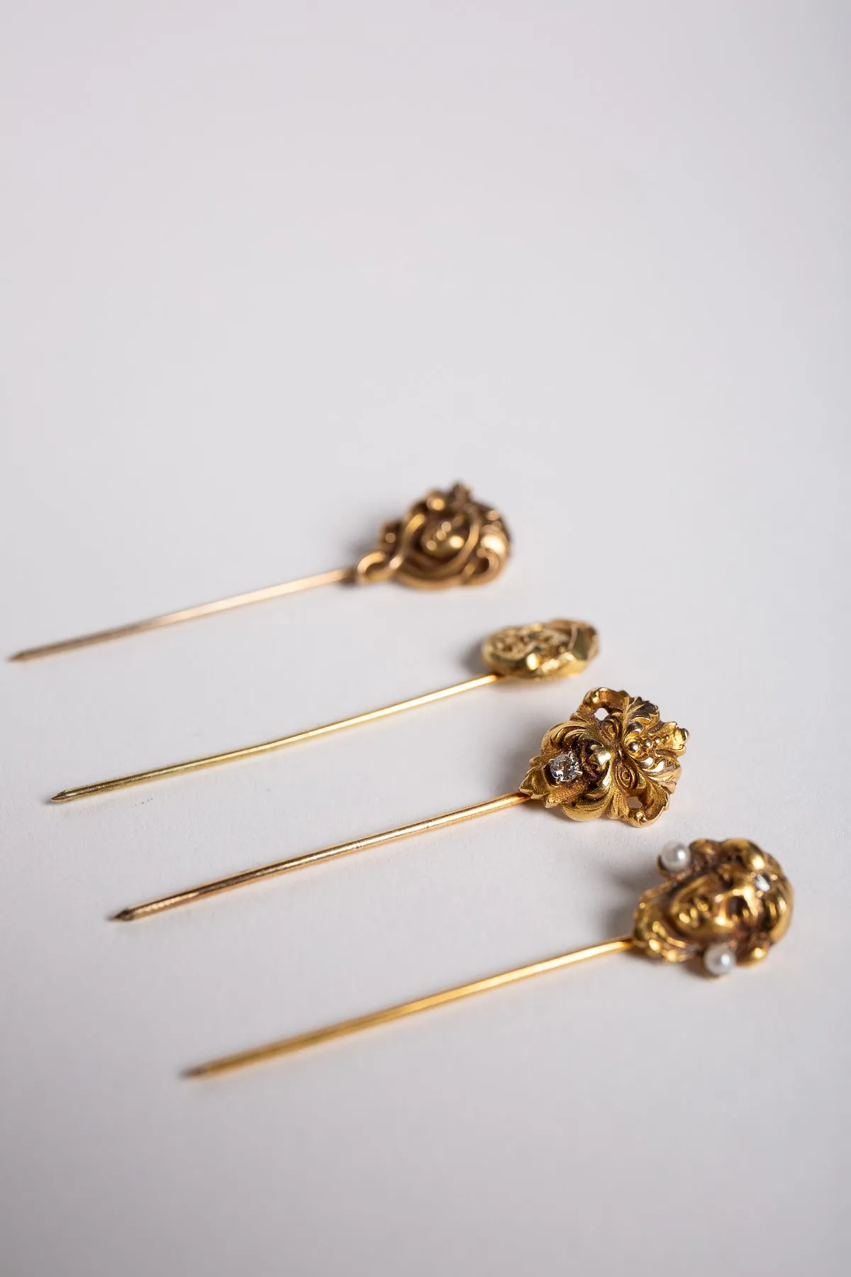 MAXFIELD PRIVATE COLLECTION | VINTAGE ART NOUVEAU DIAMOND PINS, SET OF 4