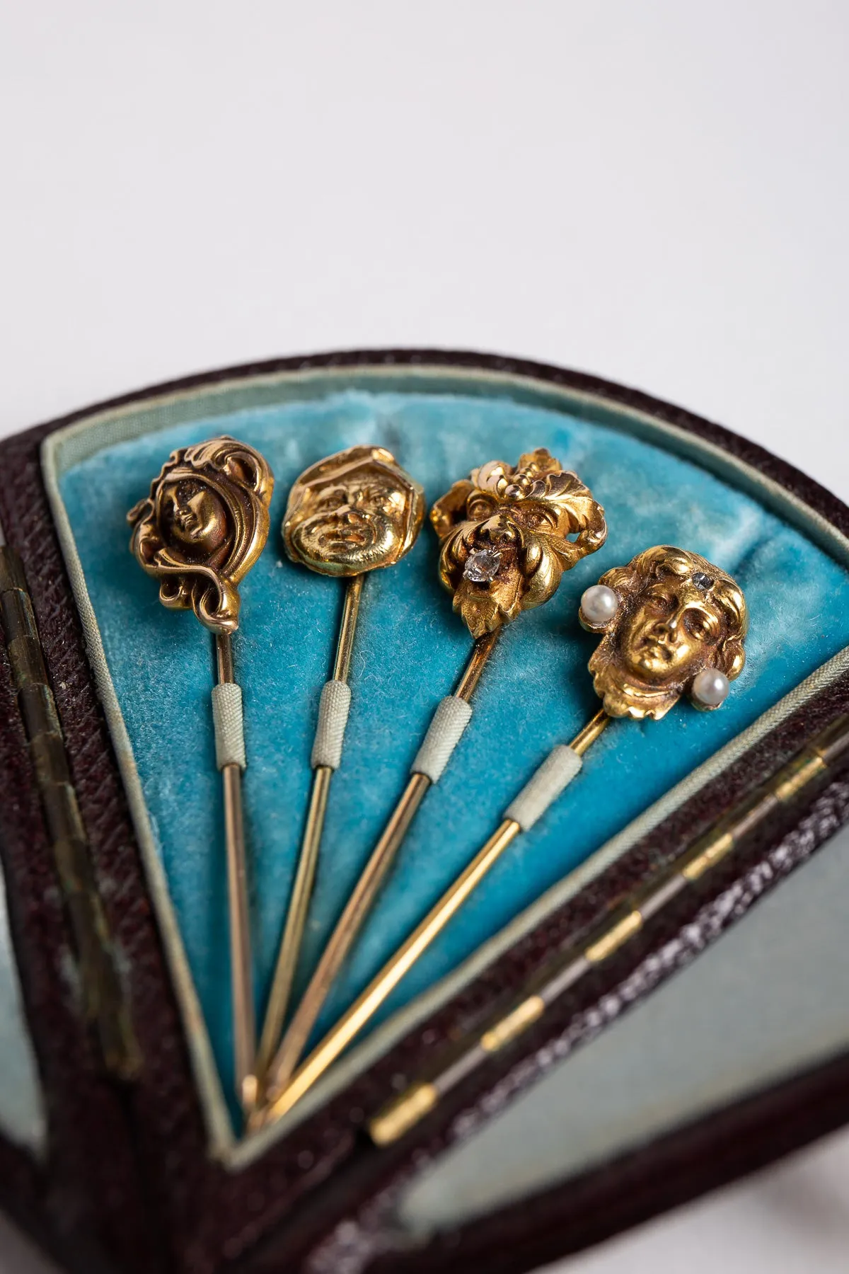 MAXFIELD PRIVATE COLLECTION | VINTAGE ART NOUVEAU DIAMOND PINS, SET OF 4