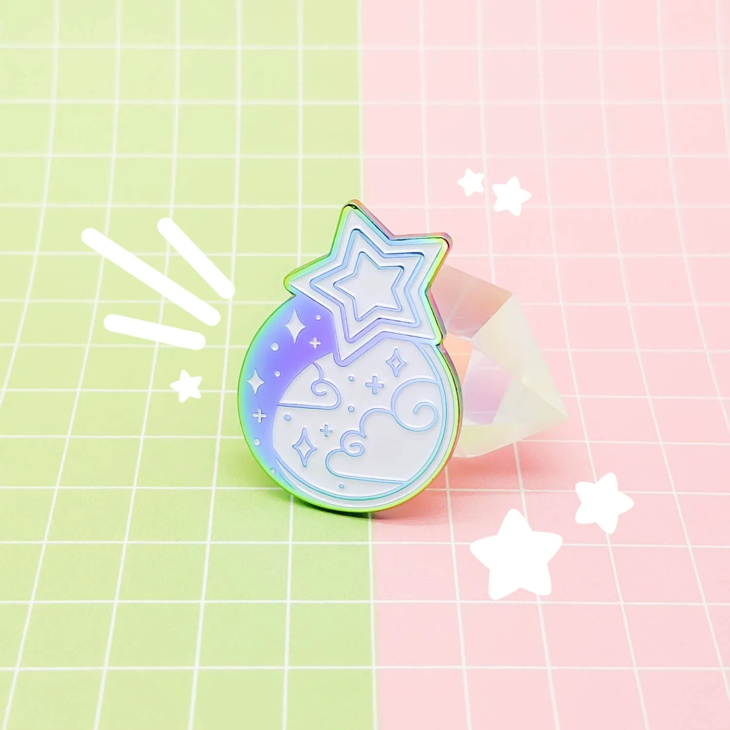 MEOWTER SPACE - rainbow metal enamel pin - Starlight Dream