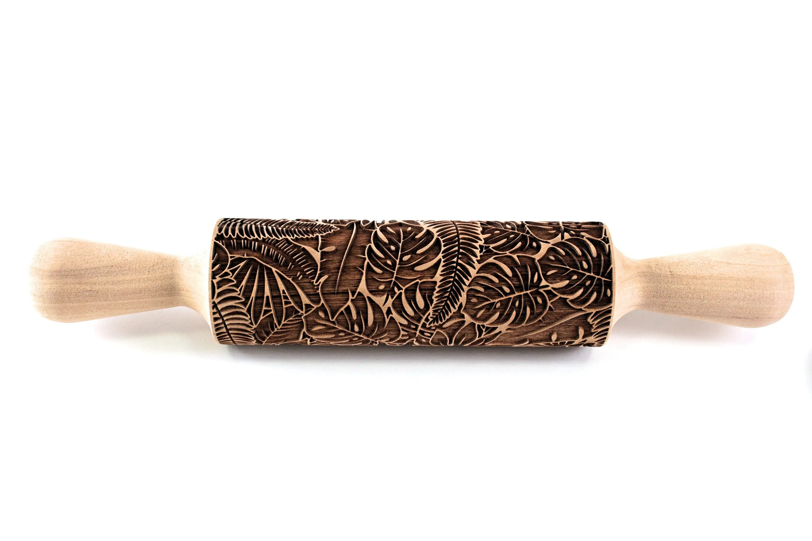 Monstera Embossed Rolling Pin, Jungle Leaves Tropical Christmas Gift,Clay Stamp, Baking Gift