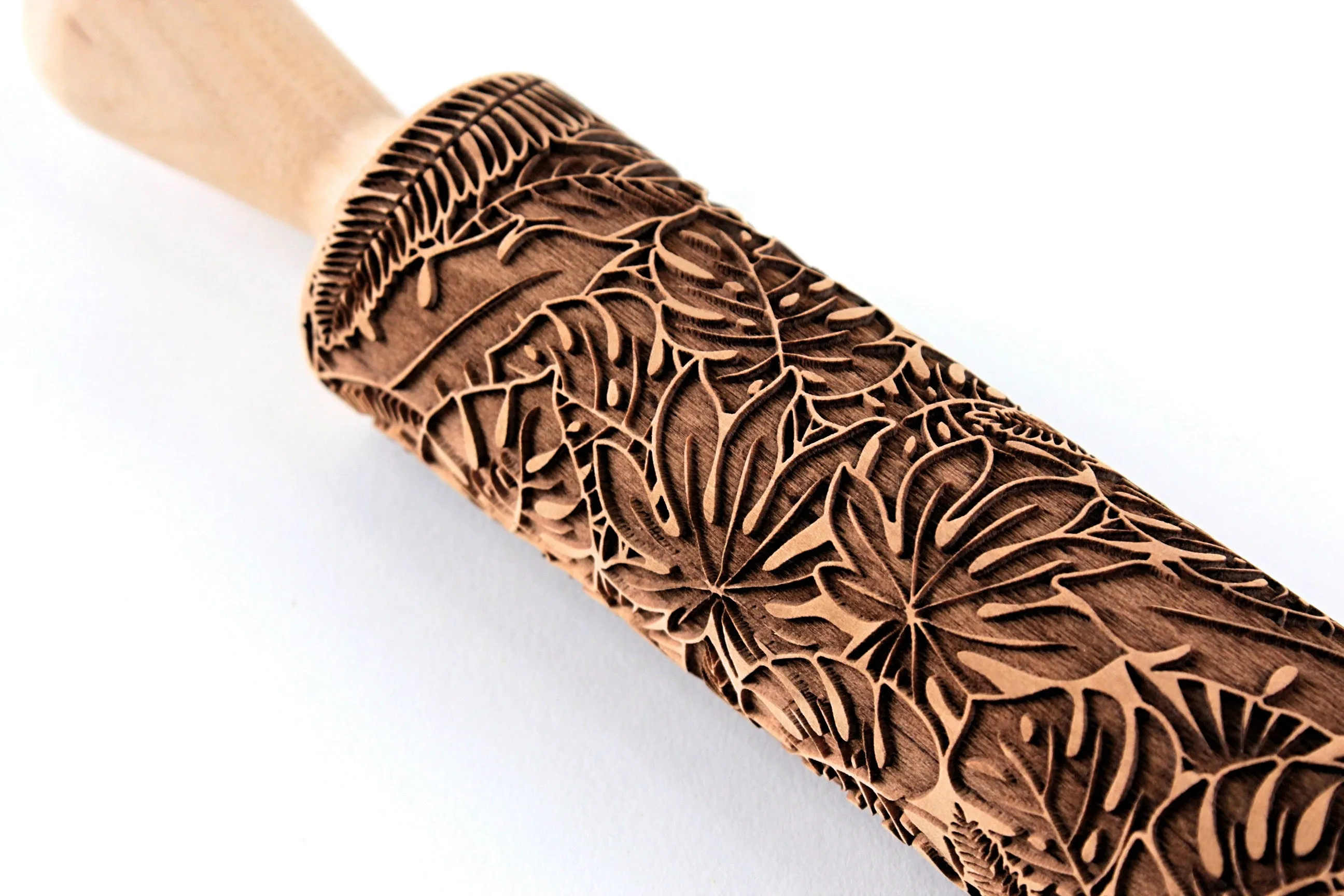 Monstera Embossed Rolling Pin, Jungle Leaves Tropical Christmas Gift,Clay Stamp, Baking Gift