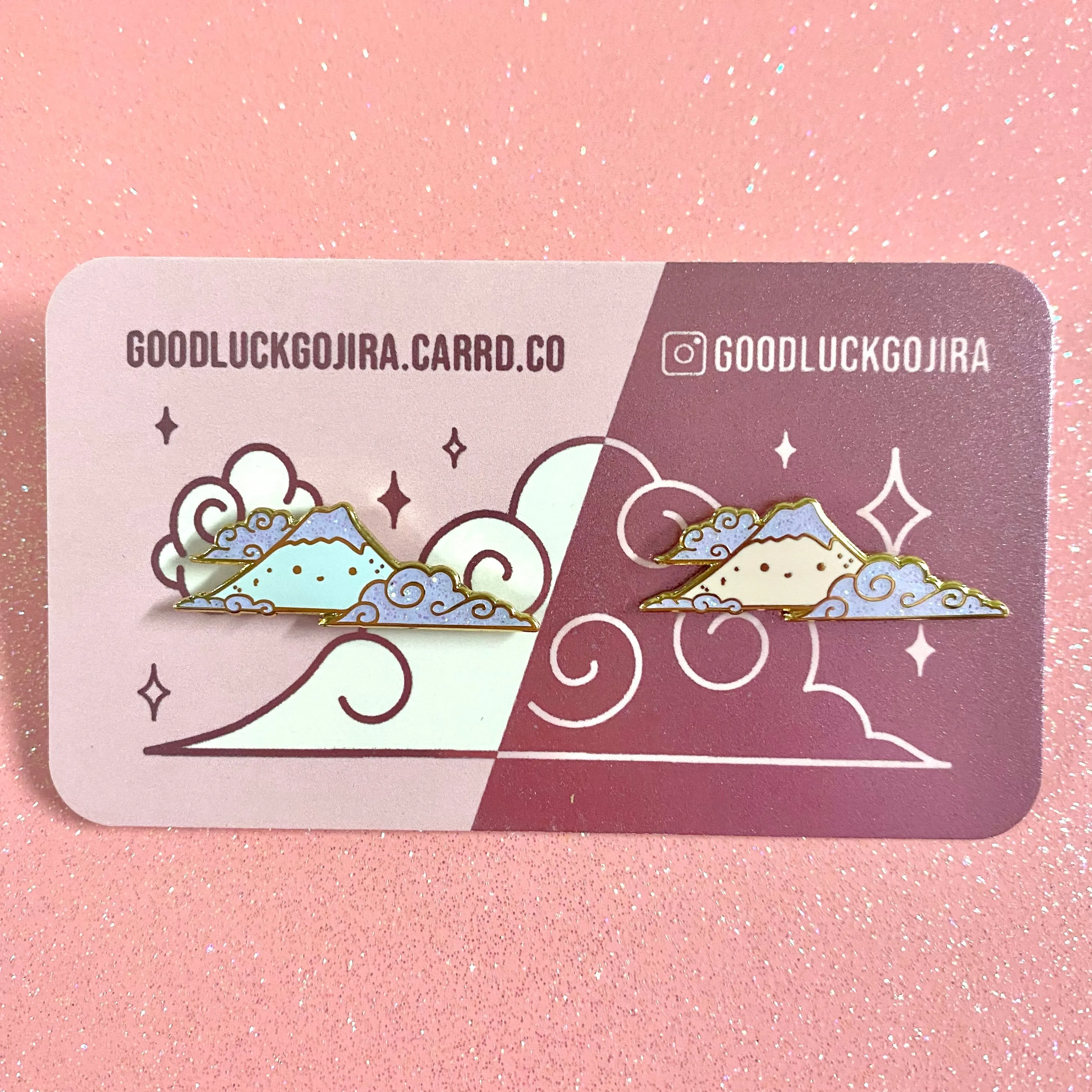 Mt Fuji Set Pink and Blue Hard Enamel Pins