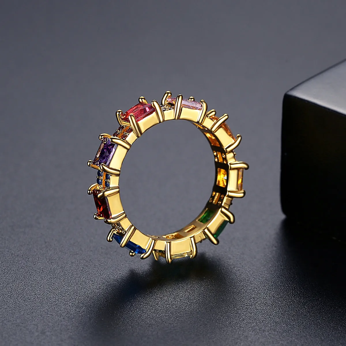 Multicolor Crystal & Cubic Zirconia Princess-Cut Band