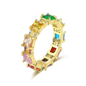 Multicolor Crystal & Cubic Zirconia Princess-Cut Band