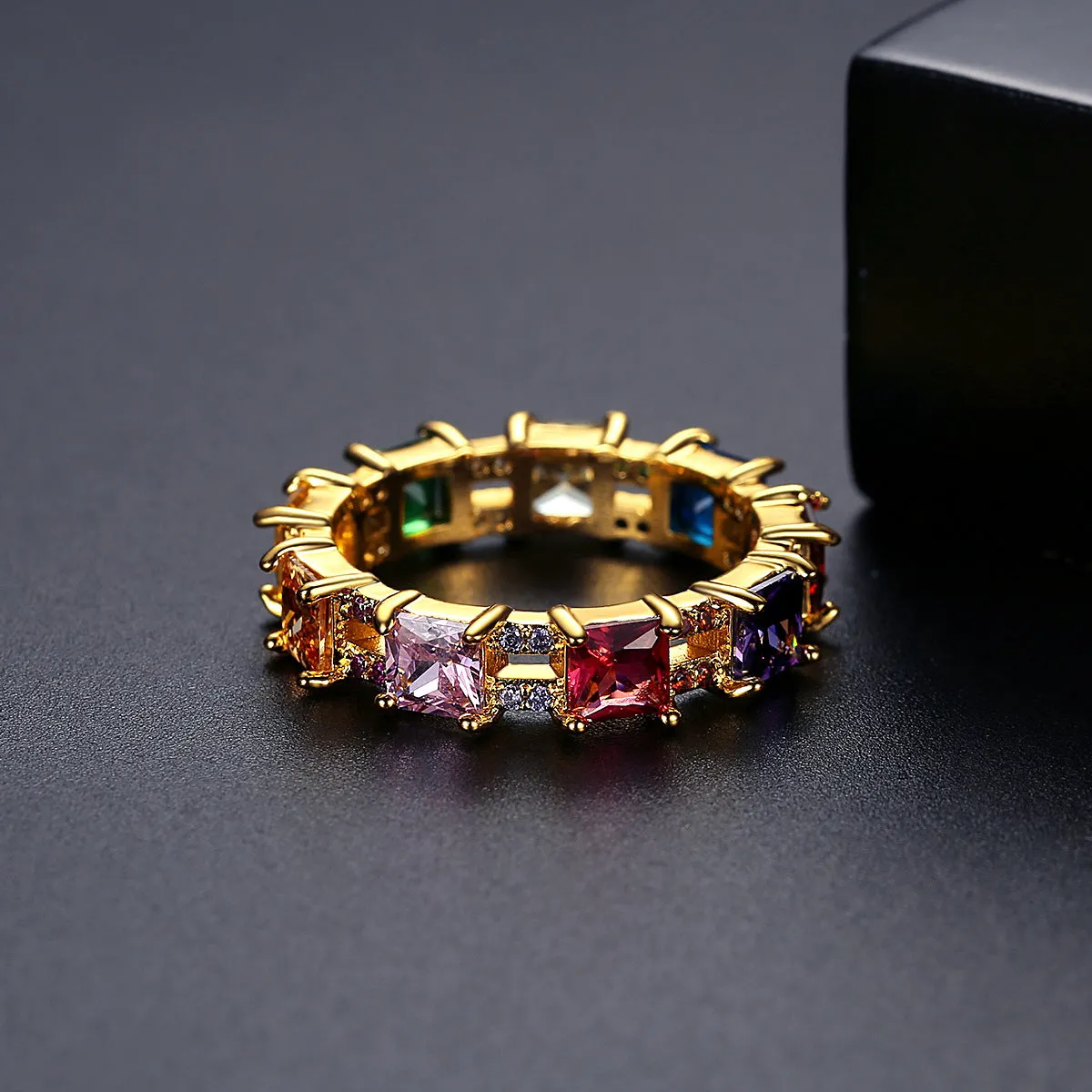 Multicolor Crystal & Cubic Zirconia Princess-Cut Band