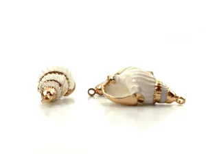 Natural White Shell Mother of Pearl Shell Pendants, Gold Plated On Zinc Alloy, Seashell, Sku#M355