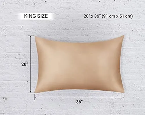 NEW JINAMART Silk Satin Pillow Cases for Hair and Skin - Ultra Soft Body Pillowcases with Hidden Zipper - Hypoallergenic Satin Pillow Cases (Light Coffee, QUEEN 2-Pack)