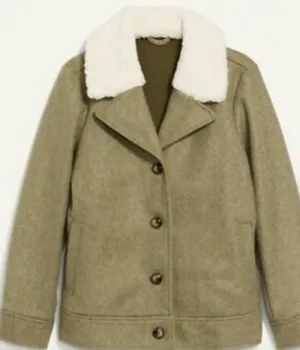New Retails $79 OLD NAVY Soft-Brushed Sherpa-Trim Jacket for Women In Satin Moss Sz 4XL