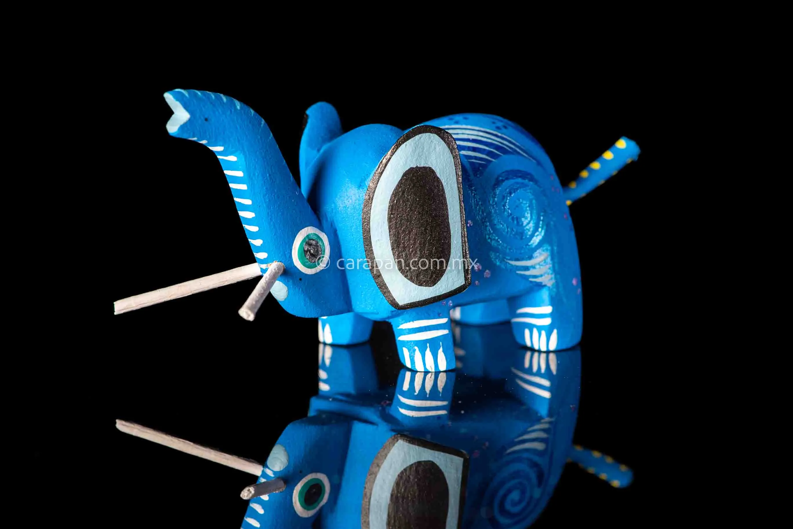 Oaxacan Alebrije Blue Elephant Wood Carving
