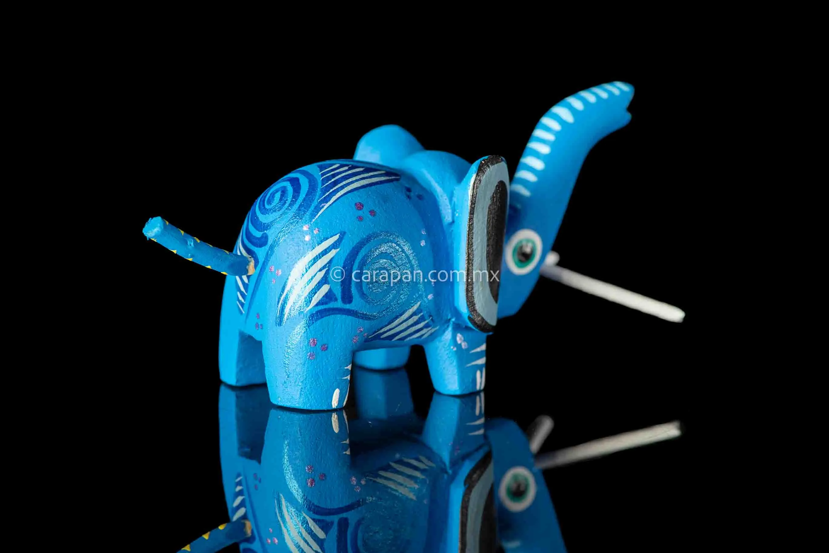 Oaxacan Alebrije Blue Elephant Wood Carving