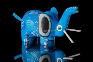 Oaxacan Alebrije Blue Elephant Wood Carving