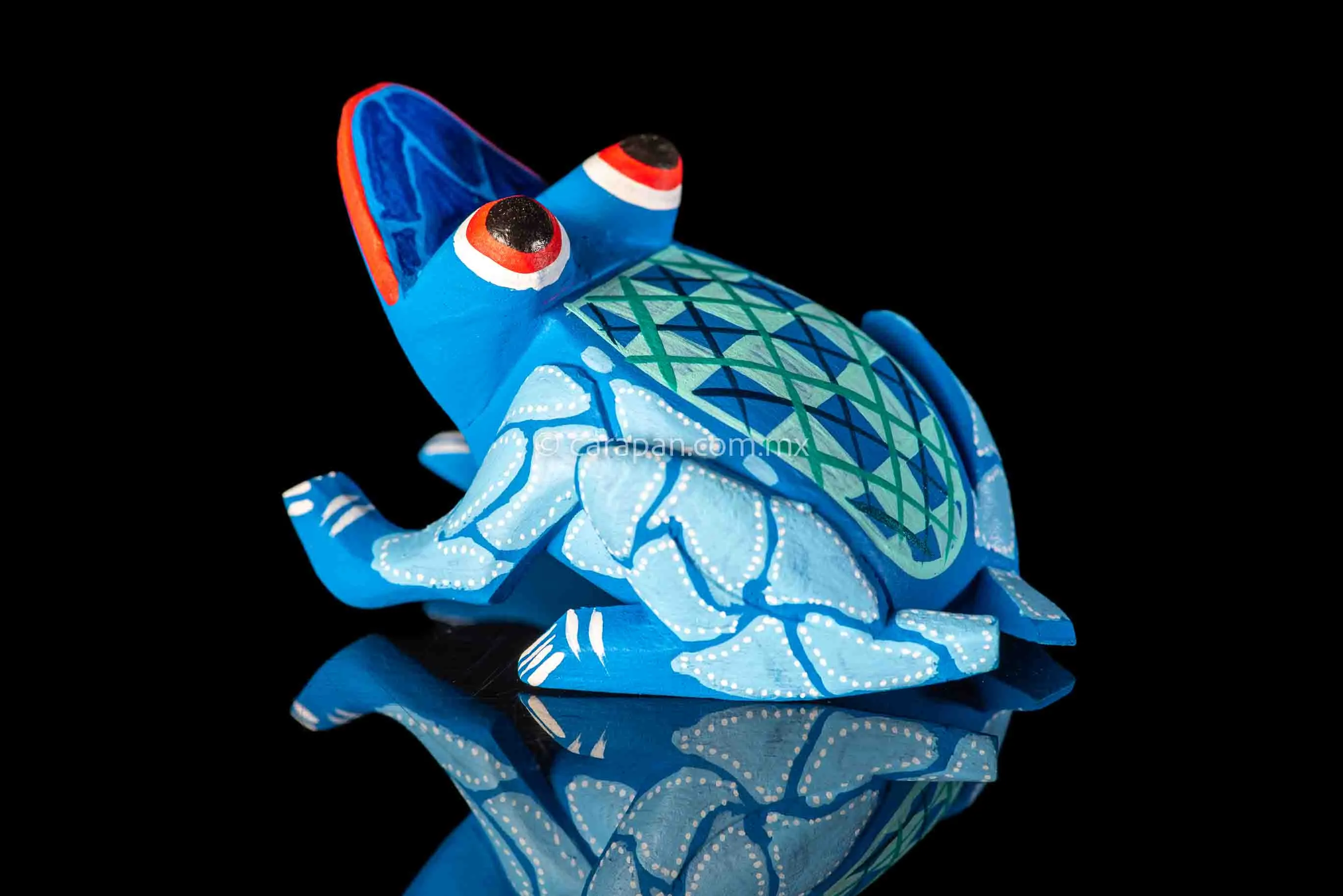 Oaxacan Alebrije Blue Frog Wood Carving