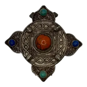 Old Tibetan Silver Pendant with coral