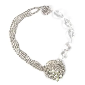 One-Of-A-Kind Vintage Couture Asymmetrical Crystal Quartz Cluster Necklace