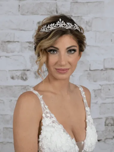 Opal and Crystal Silver Wavy Motif Tiara