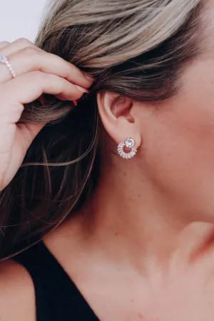 Open Crystal Stud Earrings - Gold
