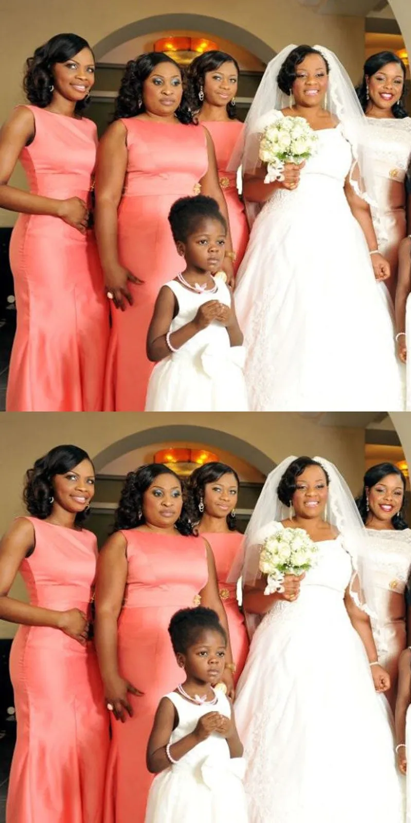 Orange Mermaid Jewel Cheap Long Bridesmaid Dresses Online,WG1578