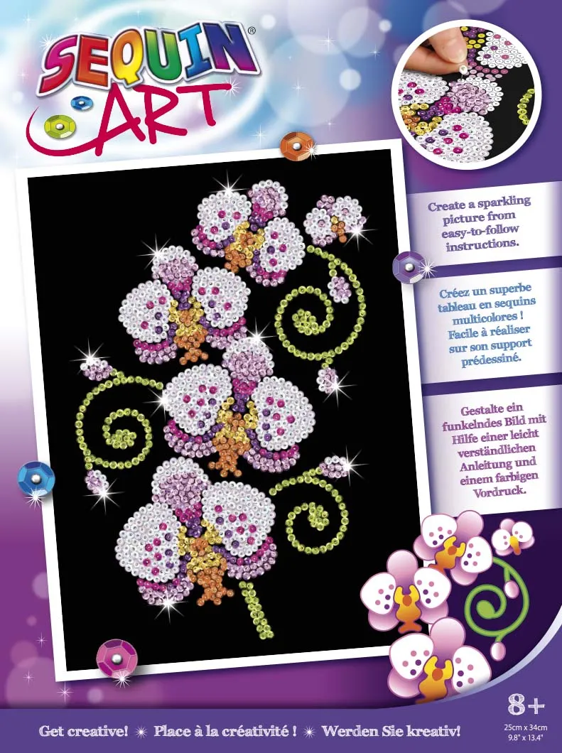 ORCHIDS Sequin Art® Purple - Sparkling Art Picture Craft Kit