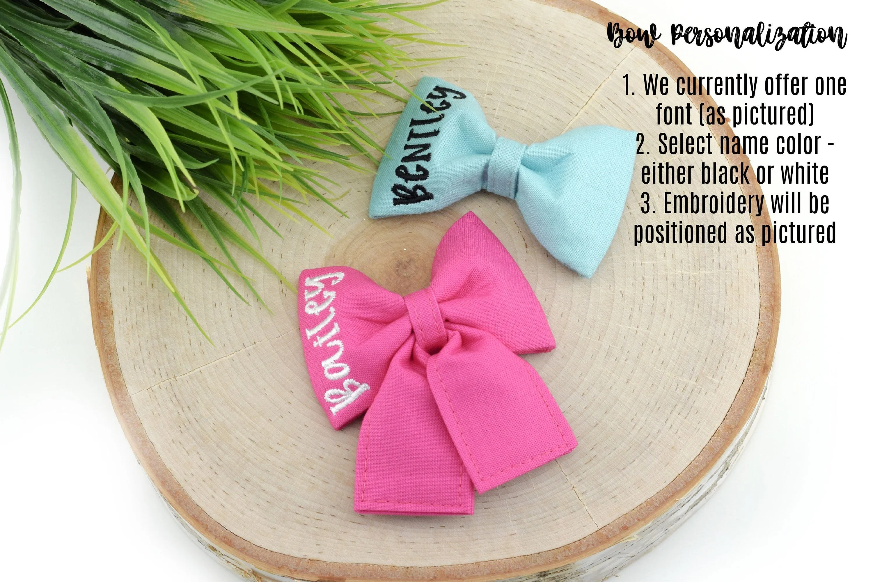 Palm Leaf Dog Collar Bow