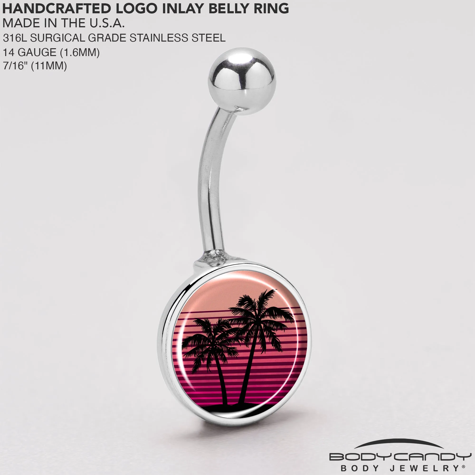 Palm Tree Retro Sunset Belly Ring